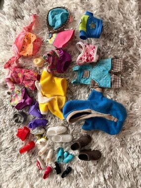 Vintage Barbie Assorted Doll Clothes & Shoes Lot in Bright Colors